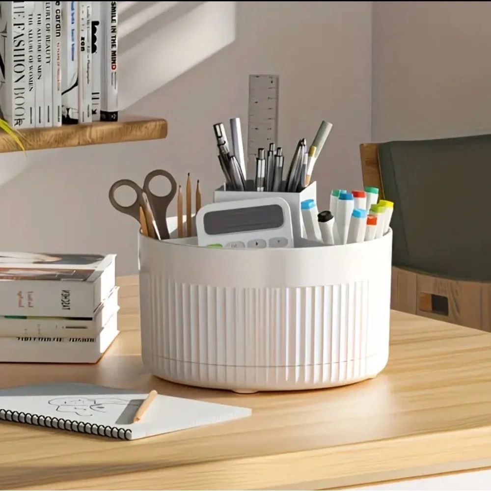 White Rotating Makeup Organizer